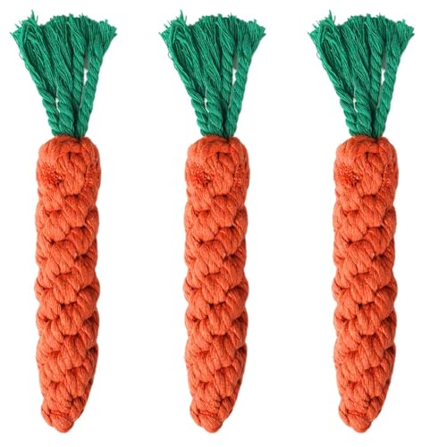 2ME 3 PCS Carrot Dog Rope Toys for Dogs, Durable Chew Toys for Aggressive Chewers, Entertainment and Interaction, Teeth Cleaning and Chewing, All-Cotton - size: 3-Pack
