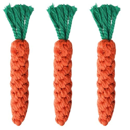 2ME 3 PCS Carrot Dog Rope Toys for Dogs, Durable Chew Toys for Aggressive Chewers, Entertainment and Interaction, Teeth Cleaning and Chewing, All-Cotton - size: 3-Pack
