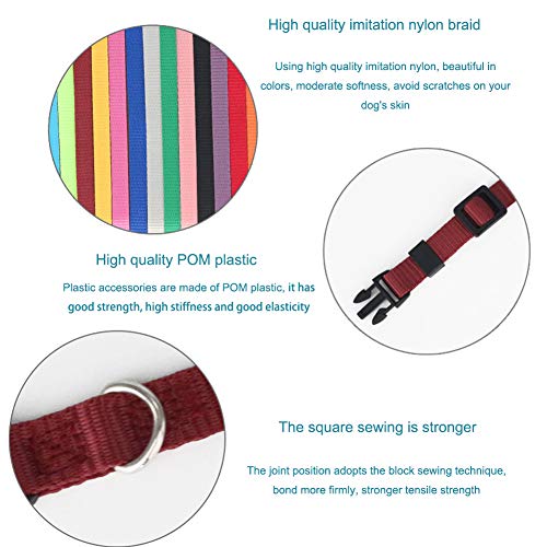 Puppy ID Collars, Identification Soft Nylon Puppy Collars, Adjustable Breakaway Safety Whelping Litter Collars for Newborn Puppies Kitten – Set of 15 (Small 6.9" - 10.2") - size: Square Button S (Pack of 15)