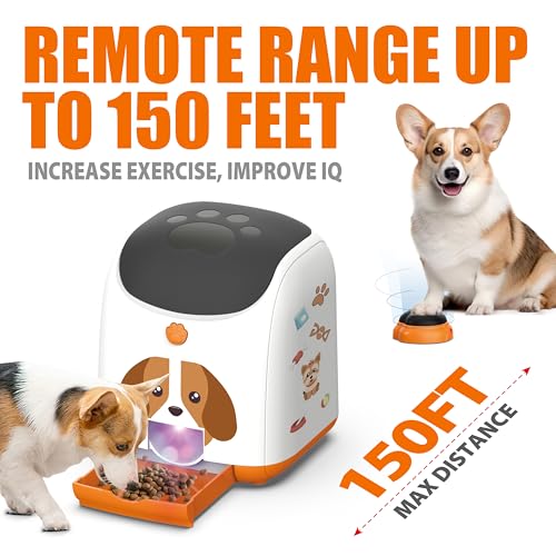 Dog Puzzle Feeder Toy – Remote Control Automatic Treat Dispenser with Light, Interactive IQ Training Slow Feeder, Large Capacity for All Dog Breeds - color: Orange