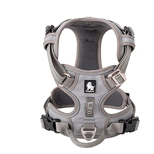 True Love No Pull Dog Harness Extra Reflective Pet Harness for Small Medium Large Dogs Adjustbale for Running Walking Padded Soft Mesh Vest Easy Control TLH56512(Gray,S) - color: Gray, size: S