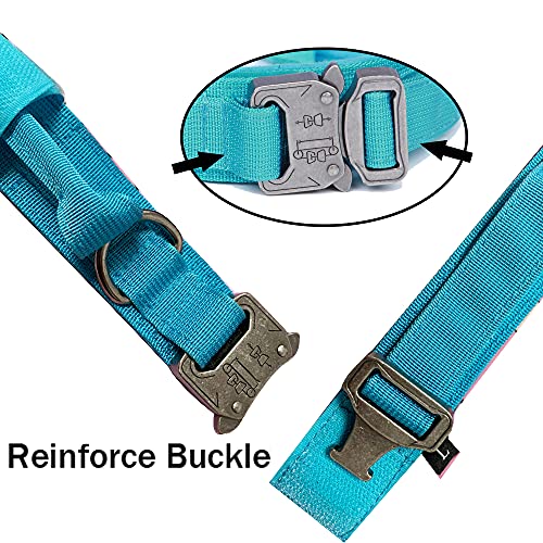 Tactical Dog Collar and Leash Set Adjustable Military Nylon Dog Collar with Control Handle and Heavy Duty Metal Buckle for Large Dogs（Blue S - color: Blue SET(collar+leash), size: Small (Pack of 1)
