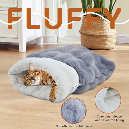4 in 1 Self Warming Burrow Cat Bed, Pet Hideway Sleeping Cuddle Cave (Style2- Gray) - color: Style- Gray