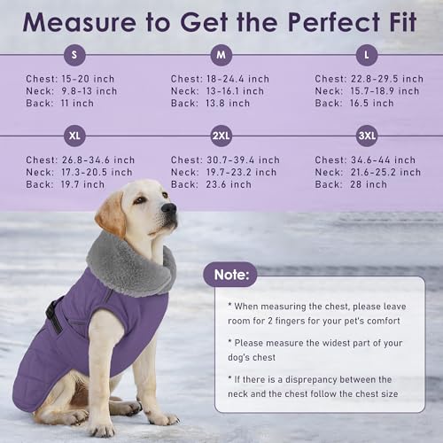 Dog Coat, Waterproof Dog Winter Jacket with Adjustable Buckle, Reflective Turtleneck Pet Snow Vest Warm Fleece Sweater for Small Medium Large Dogs - Purple, XL - color: Purple, size: X-Large