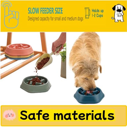 Slow Feeder Dog Bowls- Promote Healthy Eating Habits,Dog Puzzle Feeder,Anti-Gulping Puzzle Design for Small/Medium/Large Pets, Reduce Bloat & Improve Digestion (Blue) - color: Blue