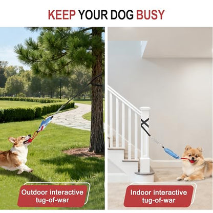 Dog tug of war Toy with Squeak,Interactive Dog Pull Toy from Tree to Keep Them Busy, Multifunctional Combination Tether tug Toy with chew Ball - color: Tree Stump Tug of War