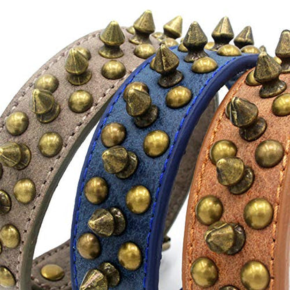 Spiked Dog Collar Soft Pu Leather Mushrooms Rivet Spike Studded Puppy Adjustable Pet Collars for Small Breeds (S, Blue1) - color: Blue1, size: Small