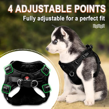 Dog Harness Step in Dog Vest Harness, Reflective Adjustable Puppy No Pull Harness Breathable Soft for Small and Medium Dogs Cats, Black, XXS - color: Black, size: XX-Small