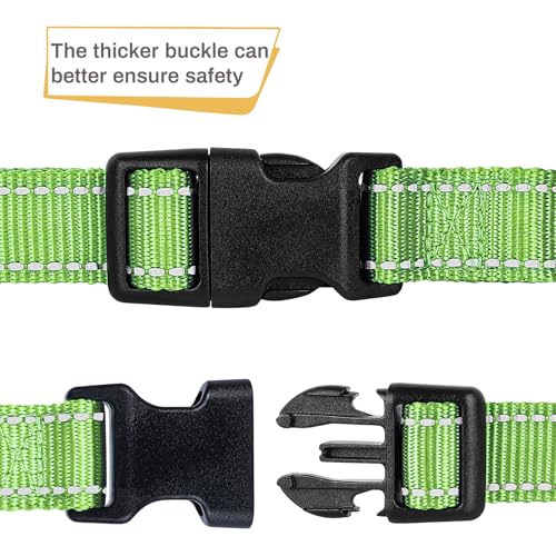 HEELE Dog Collar, Reflective Dog Collar, Soft Neoprene Padded Breathable Nylon Pet Collar Adjustable for Small Dogs, Grass Green, S(10.23-14.96") - color: Grass Green, size: Small (10.23-14.96")