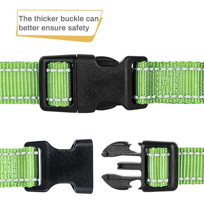 HEELE Dog Collar, Reflective Dog Collar, Soft Neoprene Padded Breathable Nylon Pet Collar Adjustable for Small Dogs, Grass Green, S(10.23-14.96") - color: Grass Green, size: Small (10.23-14.96")