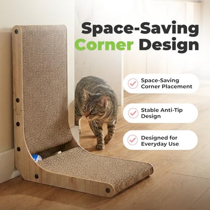Best Pet Supplies Catify Cat Scratcher, Fun Interactive Scratchers, Posts, Poles, Claw Safe, Furniture Saver Indoor Play Support Natural Cat Behaviors Heavy Duty - L-Shape Scratcher, 16.5 x 11.4 - color: L-Shape - 16.5 x 11.4 x 26.77"