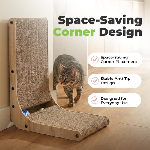 Best Pet Supplies Catify Cat Scratcher, Fun Interactive Scratchers, Posts, Poles, Claw Safe, Furniture Saver Indoor Play Support Natural Cat Behaviors Heavy Duty - L-Shape Scratcher, 15.2 x 9.45 - color: L-Shape - 15.2 x 9.45 x 18.9"