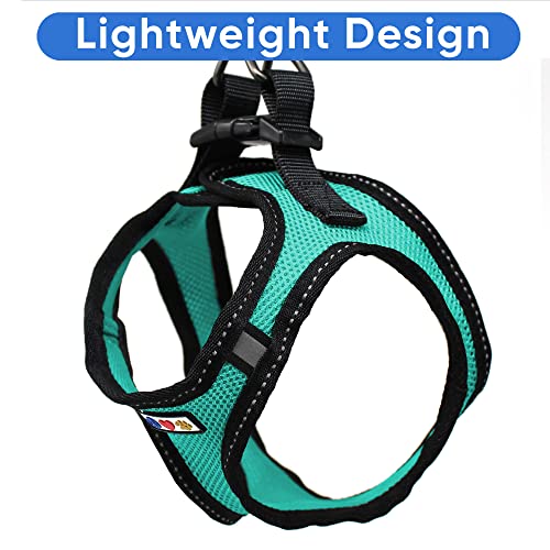 Pawtitas Dog Vest Harness Made with Breathable Air Mesh | All Weather Vest Harness for Extra Small Puppies and Large Cats with Quick-Release Buckle - Extra Small Teal Mesh Dog Harness - color: Teal, size: X-Small (Pack of 1)