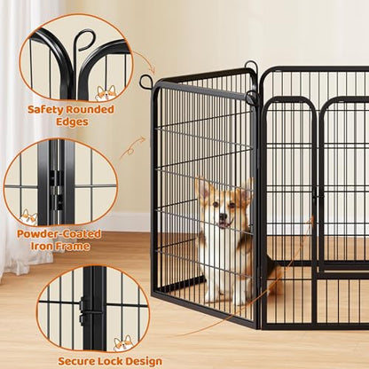 Yaheetech Wide Panel Dog Playpen, 6 Panels 32 inch High Pet Pen with Gate, Portable Indoor Outdoor Fence for Medium/Large Breed Dogs - size: 32"