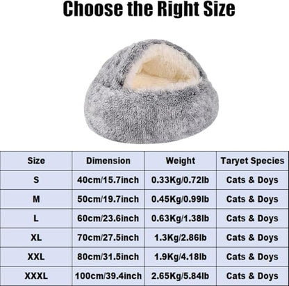 Keep Warm Lapcatz Nest Bed, Cat Bed Round Fluffy Hooded Cat Bed Cave, Anti-Slip Bottom and Machine Washable,Removable Washable Round Beds for Small Medium Pets (Coffee,Medium) - color: Coffee, size: Medium