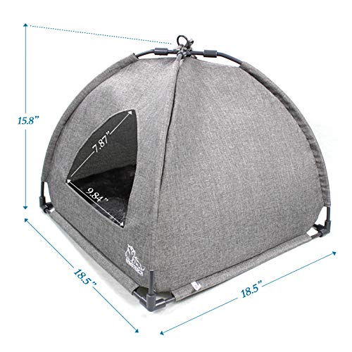 Winsterch Cat Bed Cave for Indoor Cats, Small Pet Tent Cave for Cats, Kittens, and Small Dogs, Warming Cat House with Removable Washable Cushion (18.5'‘ x 18.5’' x 15.8'', Grey) - color: Grey