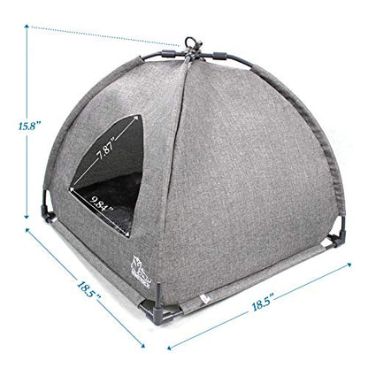 Winsterch Cat Bed Cave for Indoor Cats, Small Pet Tent Cave for Cats, Kittens, and Small Dogs, Warming Cat House with Removable Washable Cushion (18.5'‘ x 18.5’' x 15.8'', Grey) - color: Grey