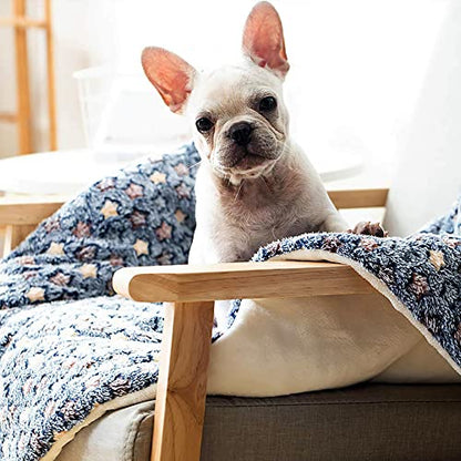 FJWYSANGU Pet Blanket Premium Fluffy Flannel Cushion Soft and Warm Mat for Dogs Cats(Star/Blue,Large) - color: Star/Blue, size: Large