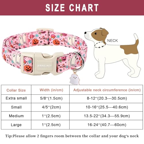 ARING PET Halloween Dog Collars, Cute Pink Pumpkin Ghost Flower Bowtie Pet Collar with Quick Release Buckle for Small Medium Large Girl Boy Dogs-XS - color: Halloween Pink, size: X-Small