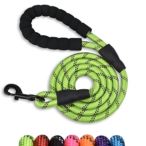 5/6 FT Strong Pet Dog Leash with Soft Padded Handle,Highly Reflective Rope for Night Walking,360-Degree Rotating Metal Buckle Without Tangles,Suitable for Small,Medium and Large Dogs.(5ft) - color: Green, size: 5 FT x 1/2 Inch