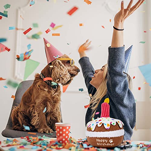 lilfrd Dog Birthday Toy, Birthday Cake Toys for Puppy Gifts, Squeaky Plush Dog Toys - style: Birthday Cake