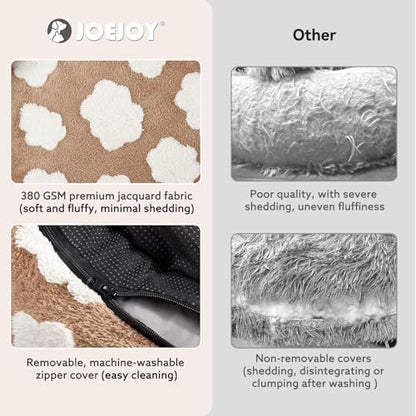 JOEJOY Donut Large Dog Bed, Cute Round Calming Dog Bed with Removable Washable Cover, Orthopedic Pet Beds with Jacquard Shaggy Plush & Non Skid Bottom, Black - color: Brown, size: L (36x36x10)