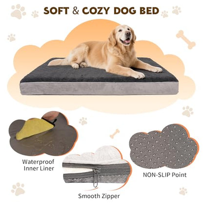 Orthopedic Dog Bed for Medium and Large Dogs - Waterproof Dog Sofa with Removable Washable Cover and Egg Crate Foam Comfort Pet Sleeping Mat, Pet Bed Couch with Zipper and Non-Slip Bottom
