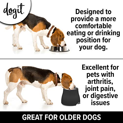 Dogit Elevated Dog Bowl, Stainless Steel Dog Food and Water Bowl for Large Dogs, Black, 73752 - color: Black, size: Large