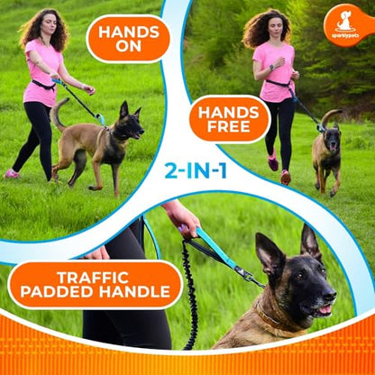 SparklyPets - Hands Free Dog Leash with Reflective Stitches - Waist Leash for Female Dog Walking, Hiking, Training, Jogging, Canicross, Running - Medium & Large Dogs, Gradient Pink - color: Gradient Pink, size: 1 dog M/L