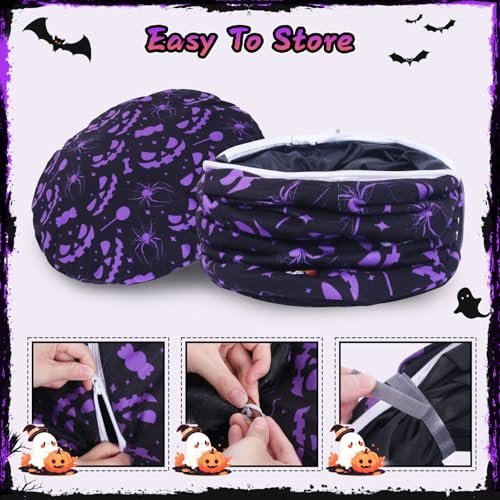 Tidjani Cat Tunnel Bed, Cat Tunnels for Indoor Cats, Foldable Cat Donut Bed with Washable Mat and Dangling Balls, Purple Bowknot, Ghost Spider Pattern Decor Pet Toys for Small Animals - style: Black Bow Ears