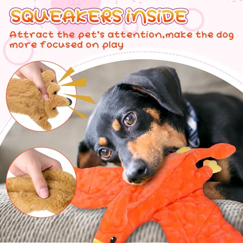 Outus 20 Pcs No Stuffing Dog Squeaky Toys Bulk for Aggressive Chewers, Crinkle Teething Chew Plush Toys for Small Medium Large Pet Gift, 20 Styles(Vivid Style) - style: Vivid Style