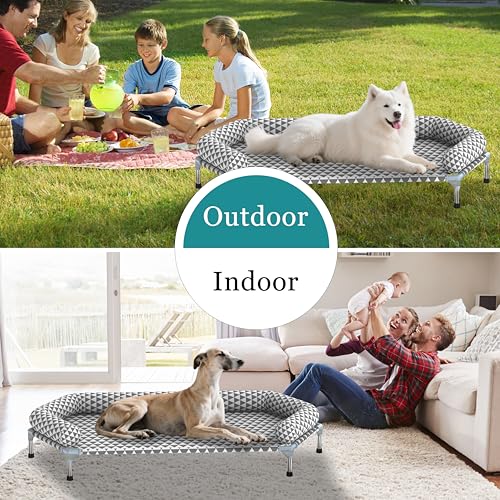 Orthopedic Dog Beds for Large Dogs - Removable Bolsters & cleanable Cover,Elevated Outdoor Dog Bed,Easy to Assemble,Up to 130lbs,Extra Large - size: 6 Sided Bolster X-large