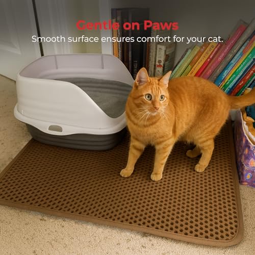 iPrimio Large Cat Litter Trapper Mat w/ Urine/Waterproof Layer - Larger Holes w/ Urine Puppy Pad Option - Cat Litter Mat, Light and Soft (Brown Color) - style: 30x23 - Brown