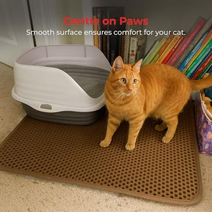 iPrimio Large Cat Litter Trapper Mat w/ Urine/Waterproof Layer - Larger Holes w/ Urine Puppy Pad Option - Cat Litter Mat, Light and Soft (Brown Color) - style: 30x23 - Brown