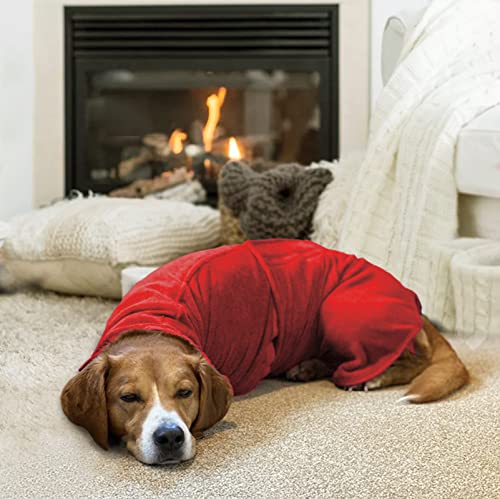 Geyecete Dog Drying Coat - Dog Bathrobe Towel - Microfibre Fast Drying Super Absorbent Pet Cat Bath Robe Towel - Red-S - color: Red, size: Small