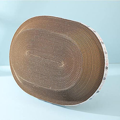 Cat Scratcher, High-Density Oval-Shaped Scratching Board, Water-Resistant and Durable Cardboard, Suitable for Medium to Large Breeds, Provides Firm and Cozy Resting Place - size: Medium