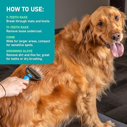 Maxpower Planet Pet Grooming Brush - Double Sided Shedding and Dematting Undercoat Rake Comb for Dogs and Cats,Extra Wide (B1 - Rake, Gloves & Comb, Large) - color: B1 - Rake, Gloves & Comb, size: Large