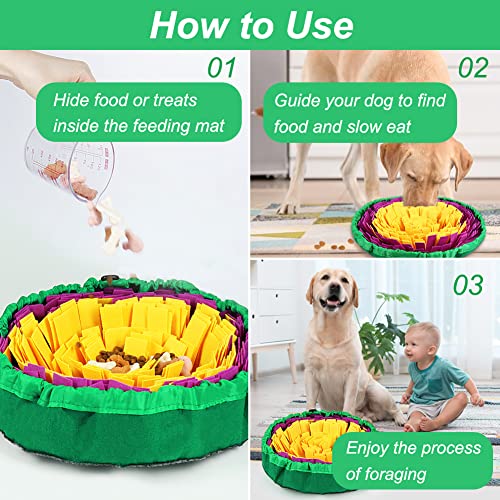 Vivifying Snuffle Mat for Dogs, Enrichment Dog Puzzle Toys for Slow Eating and Keep Busy, Adjustable Sniff Mat Encourages Natural Foraging Skills and Mental Stimulation(Yellow Purple) - color: Yellow&Purple&Green