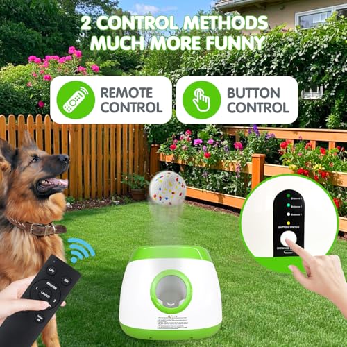 MEKAPLE Automatic Dog Ball Launcher, Upgraded Interactive Dog Balls Thrower with 3 Distance 29Ft-79Ft, Remote Control Ball Launcher for Medium & Large Dogs, 5 Etpu Balls Included (Lime Green) - color: Lime Green