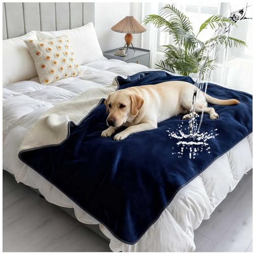 Waterproof Pet Blanket for Bed, Reversible Soft Flannel Love Blanket, Bed Blanket for Couples Washable, Spill-Proof Dog Throw Blanket for Couch, Sofa Protect, Camping,Royal Blue,12"x12" - color: Royal Blue, size: 12"x12"