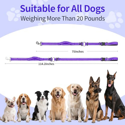 Hands Free Dog Leash by Kazazoo, Adjustable 6-9 FT Waist & Crossbody Leash with Quick Off Buckle, Reflective Stitches for Walking, Jogging,Medium to Large Dogs & Puppies Purple-L - color: Purple, size: L