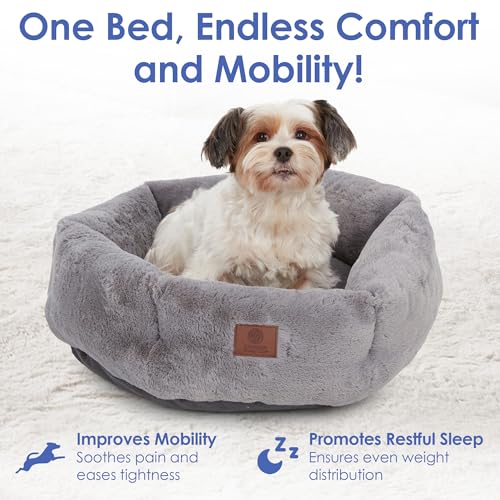 American Kennel Club Round Plush Dog Bed - 20" Cozy Donut Design for Small Pets, Ultra-Soft Washable Pet Bed with Non-Slip Bottom, Durable High-Loft Filling, Gray - color: Gray