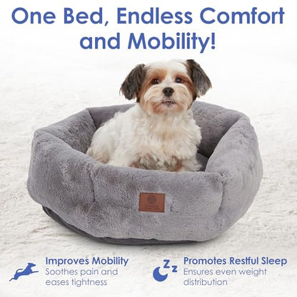 American Kennel Club Round Plush Dog Bed - 20" Cozy Donut Design for Small Pets, Ultra-Soft Washable Pet Bed with Non-Slip Bottom, Durable High-Loft Filling, Gray - color: Gray