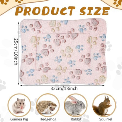 Tuanse 4 Pack Ultra Soft Dog Cat Bed Mat Small Animal Guinea Pig Bed with Cute Print Reversible Fleece Dog Crate Kennel Pad Cozy Washable Thickened Hamster Pet Beds Mat(13 x 10 Inches,Light Brown) - color: as shown on the picture, size: 13 x 10 Inches