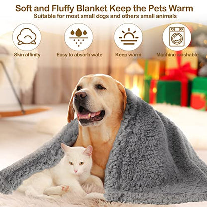 Newwiee 6 Pcs Blankets for Dogs Cats, Soft Warm Fluffy Fleece Pet Calming Blanket, Washable Flannel Throw for Small Medium Pet, Gray/Beige/Khaki(31 x 24 Inch) - size: 31 x 24 Inch