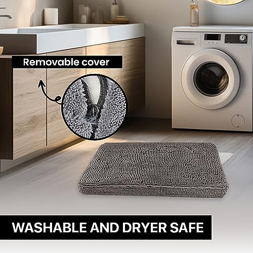 Muddy Mat® Dog Crate Bed mat, Comfortable Dog Pillow, Crate Bed for Large Medium Small Dogs and Cats, Ultra Soft & Relaxing Washable & Dryer Safe Chenille Material - Grey Small (18"x24") - size: Small (18"x24")