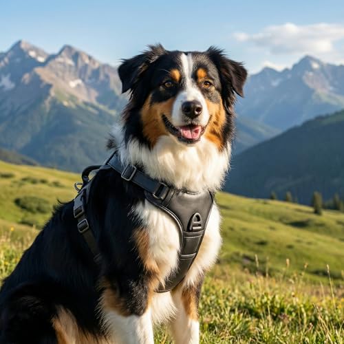 CANAGAN Premium Vegan Leather Dog Harness – Adjustable No Pull Vest for Extra Large Dogs, Heavy Duty, Durable Zinc Alloy Buckles, Dual Leash Clips & Handle – Daily Walks & Outdoor Use – Black - size: XL: Chest(27" - 38")