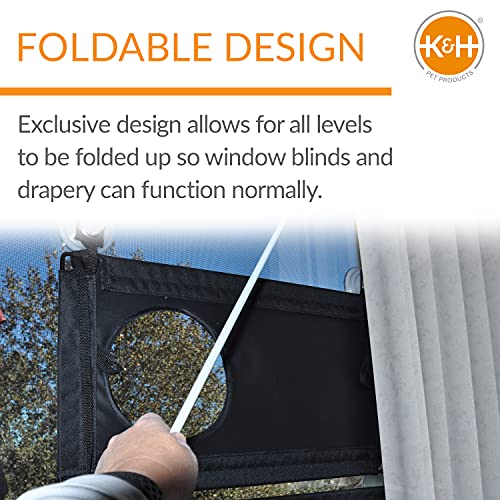 K&H Pet Products EZ Mount Quad Stack Cat Window Perch for Large Cats, Sturdy Window Hammock Bed, Steel Frame, Sturdy Suction Cups, 4 Washable Shelf Covers, Foldable - Fits 27" W X 59" H Glass Spaces - style: Quad Stack