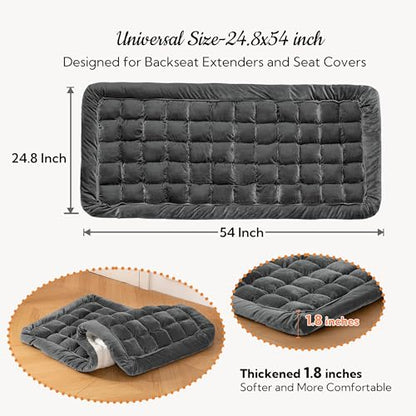 Dog Bed for Car Back Seat Soft Plush Backseat Pet Bed Mat Non-Slip Travel Pet Mat, Fuzzy Plaid Dog Seat Cover, Fit for Backseat Extenders and Trucks SUVs (Glossy-Dark Gray, 54" x 24.8") - color: Glossy-Dark Gray