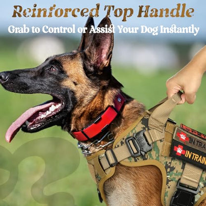 rabbitgoo Tactical Dog Harness Medium Sized, Heavy Duty Pet Harness with Handle, No-Pull Service Vest Medium Breed, Adjustable Military Dog Vest for Training Hunting Walking, Brown Camo, M - color: Brown Camo, size: Medium